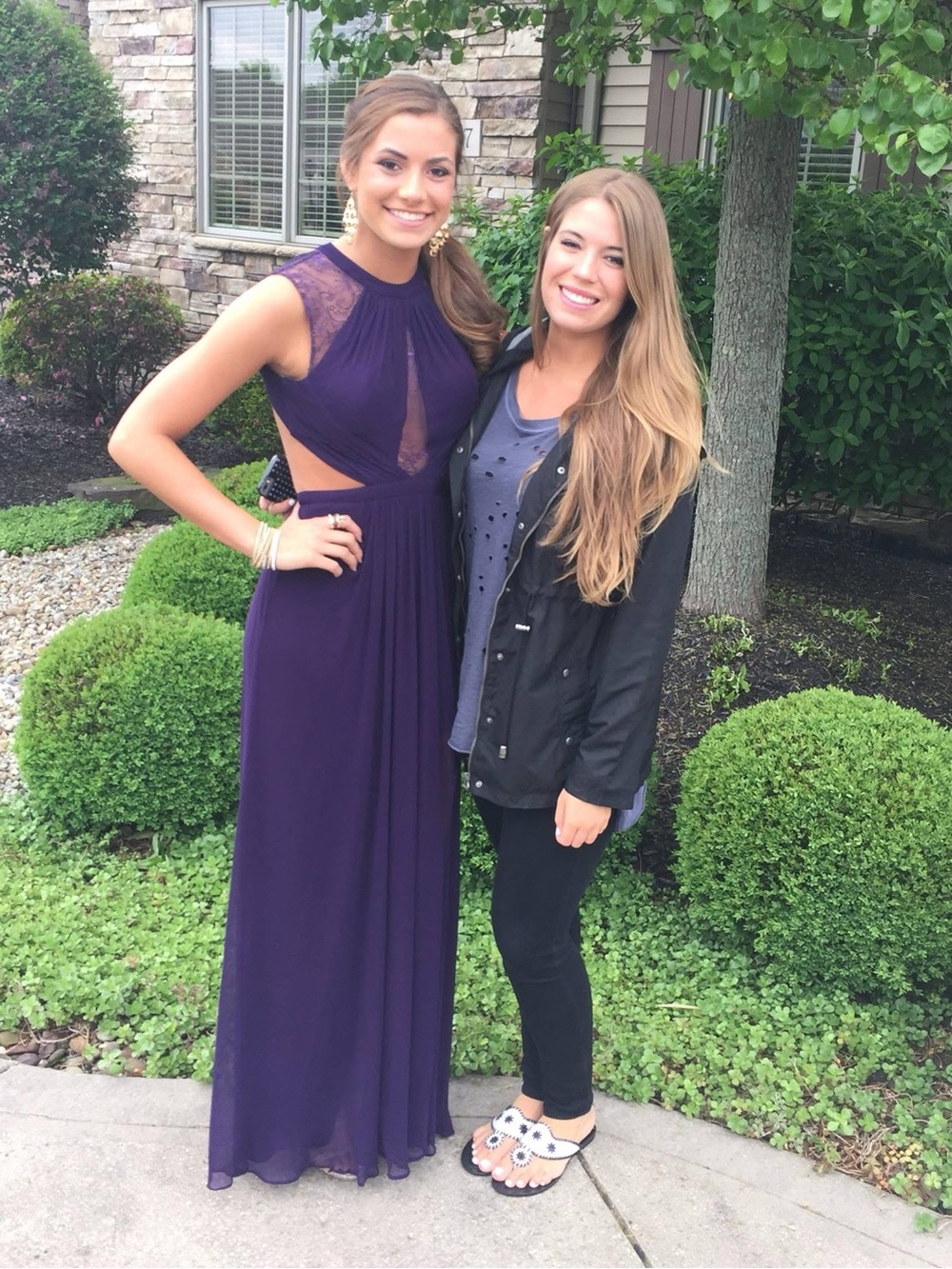 La Femme Dark Purple Lace-Back Maxi Gown